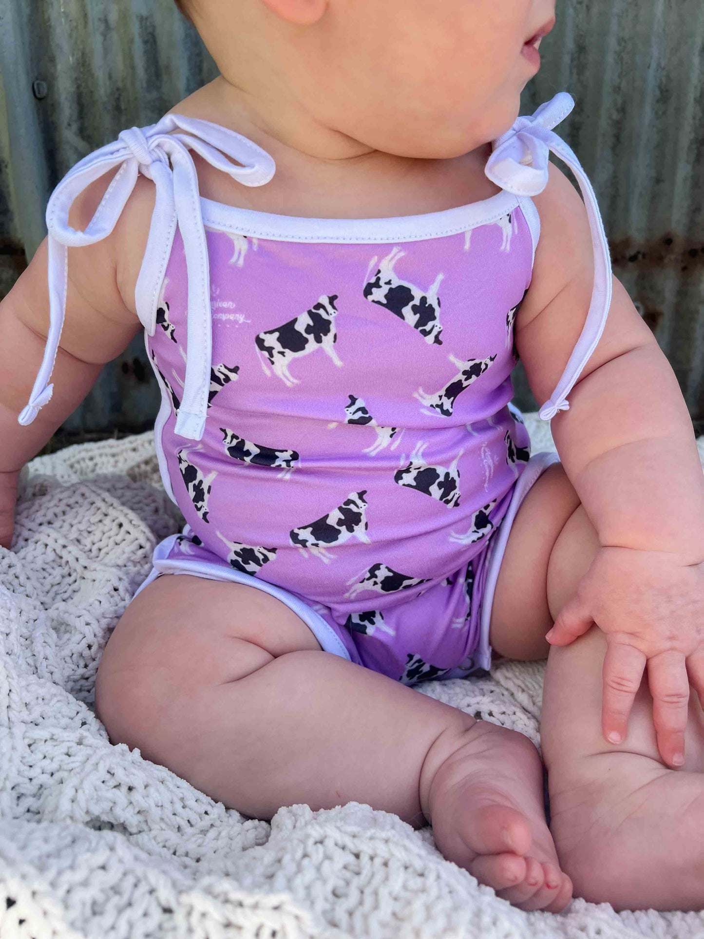 Purple Holstein Cow Infant/Toddler Romper