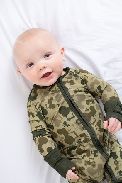 Tractor Camo Baby Bamboo Zippy