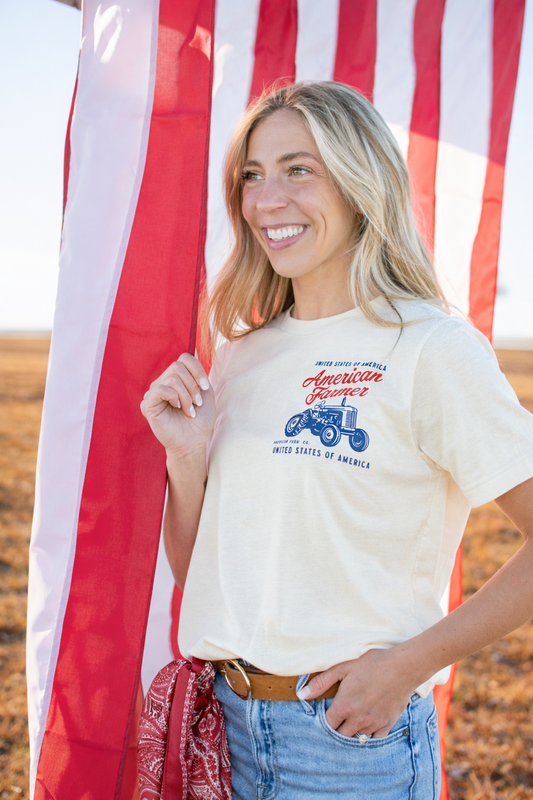 'USA American Farmer' Tractor Ivory Tee