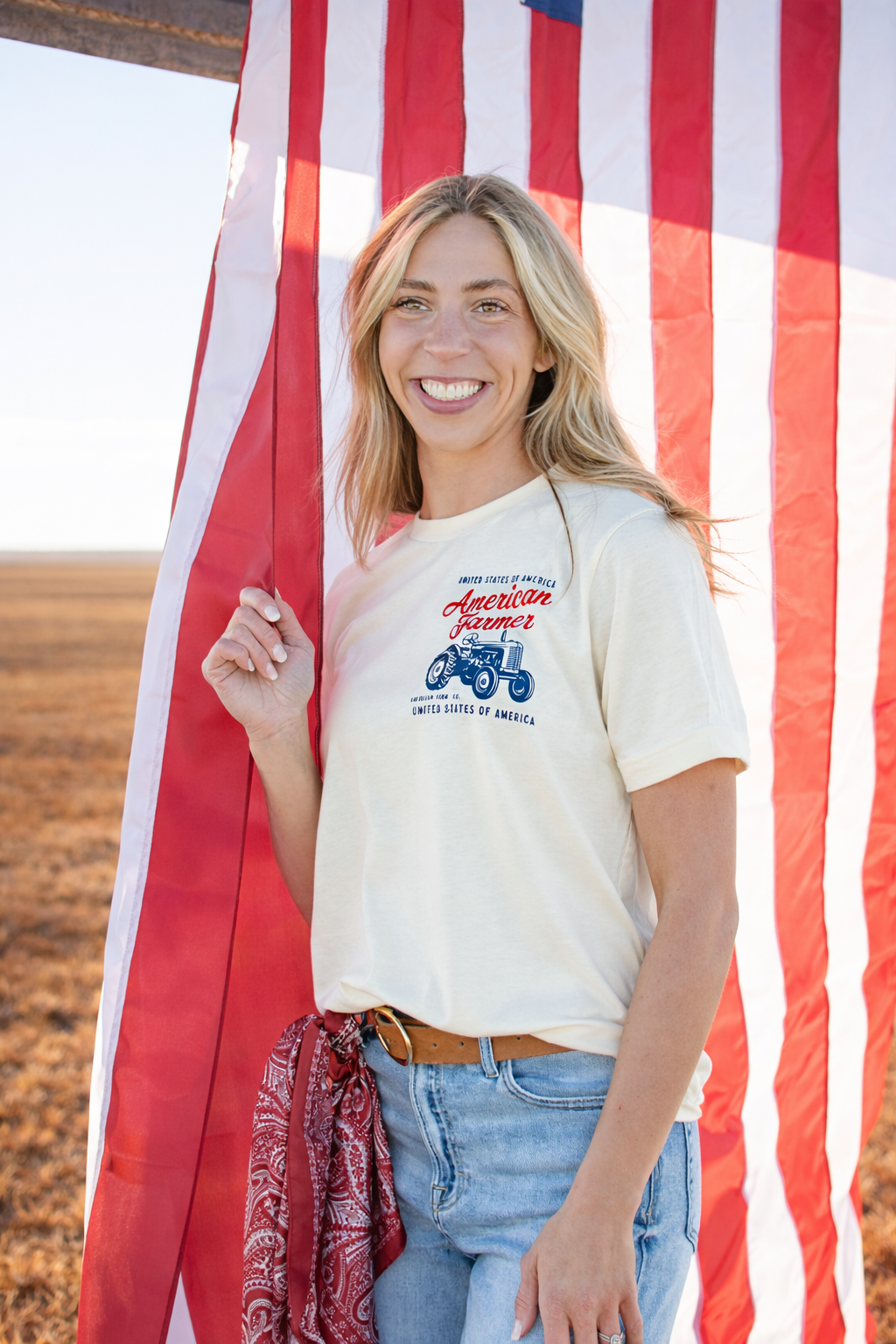 'USA American Farmer' Tractor Ivory Tee