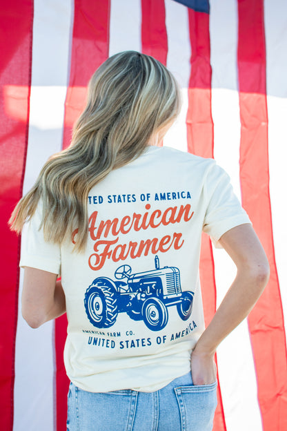 'USA American Farmer' Tractor Ivory Tee