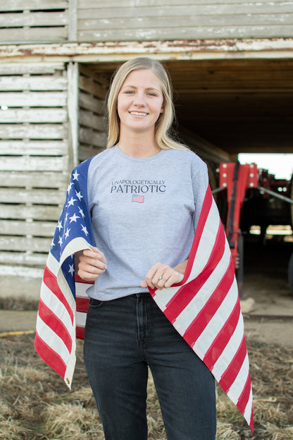 'Unapologetically Patriotic' Grey Tee