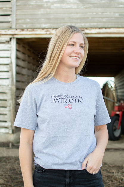 'Unapologetically Patriotic' Grey Tee
