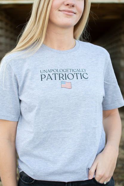 'Unapologetically Patriotic' Grey Tee
