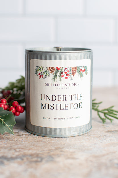Under the Mistletoe Tin Farmhouse Candle
