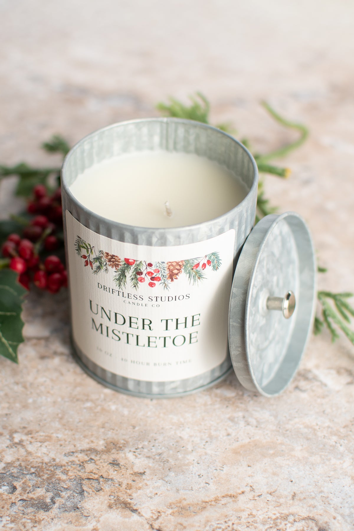 Under the Mistletoe Tin Farmhouse Candle