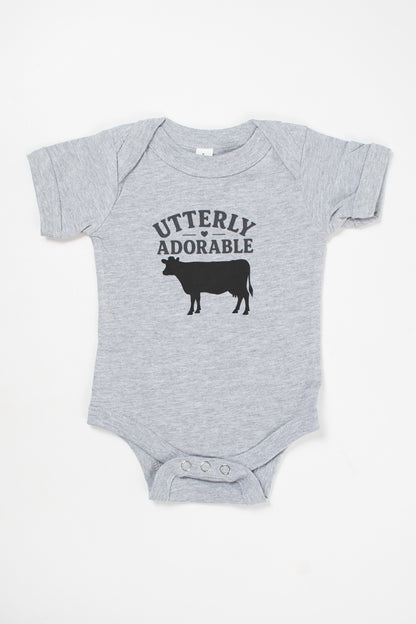 'Utterly Adorable' Cow Gray Onesie