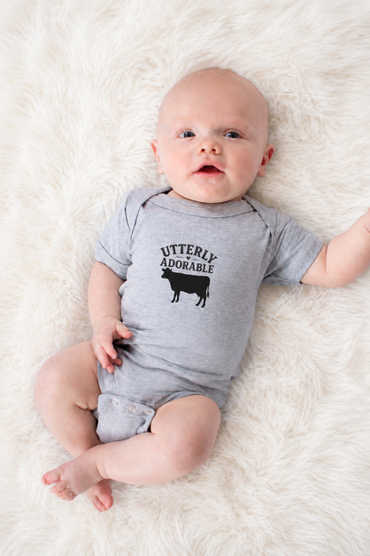 'Utterly Adorable' Cow Gray Onesie