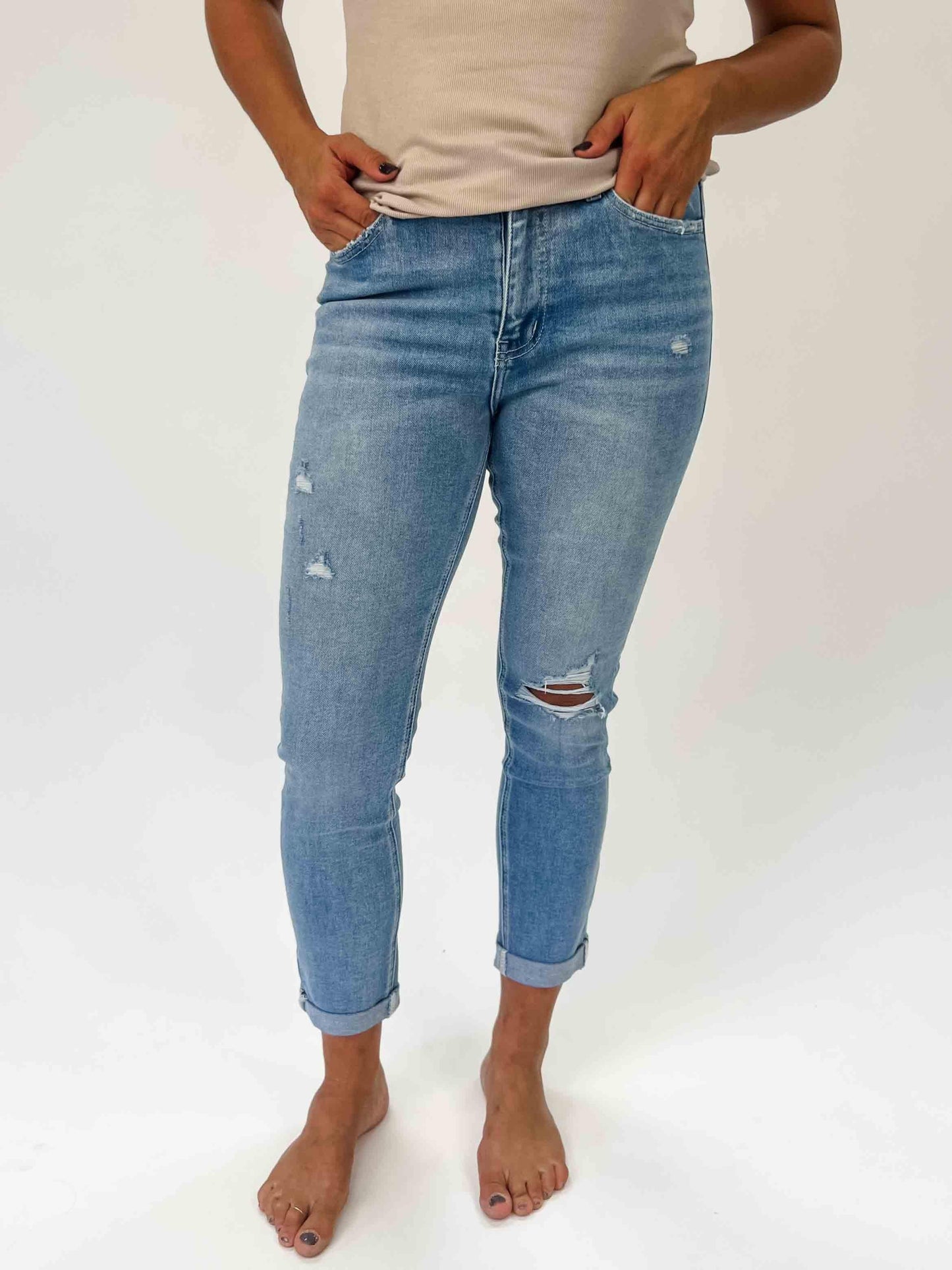 LOVERVET: High Rise Roll Up Skinny Jeans - American Farm Company