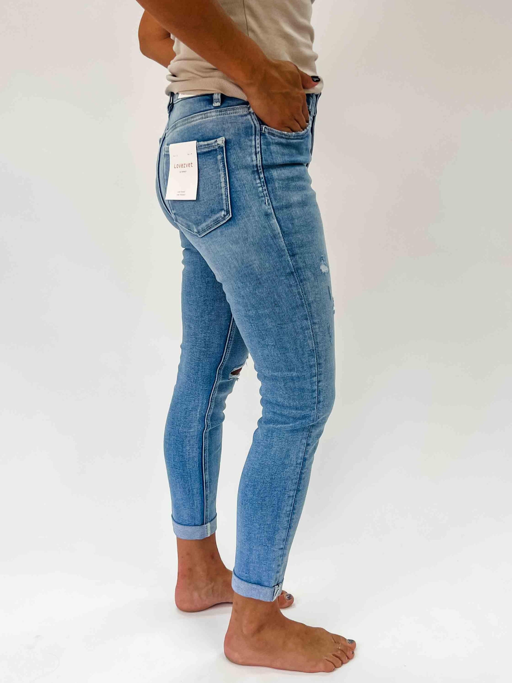 LOVERVET: High Rise Roll Up Skinny Jeans - American Farm Company