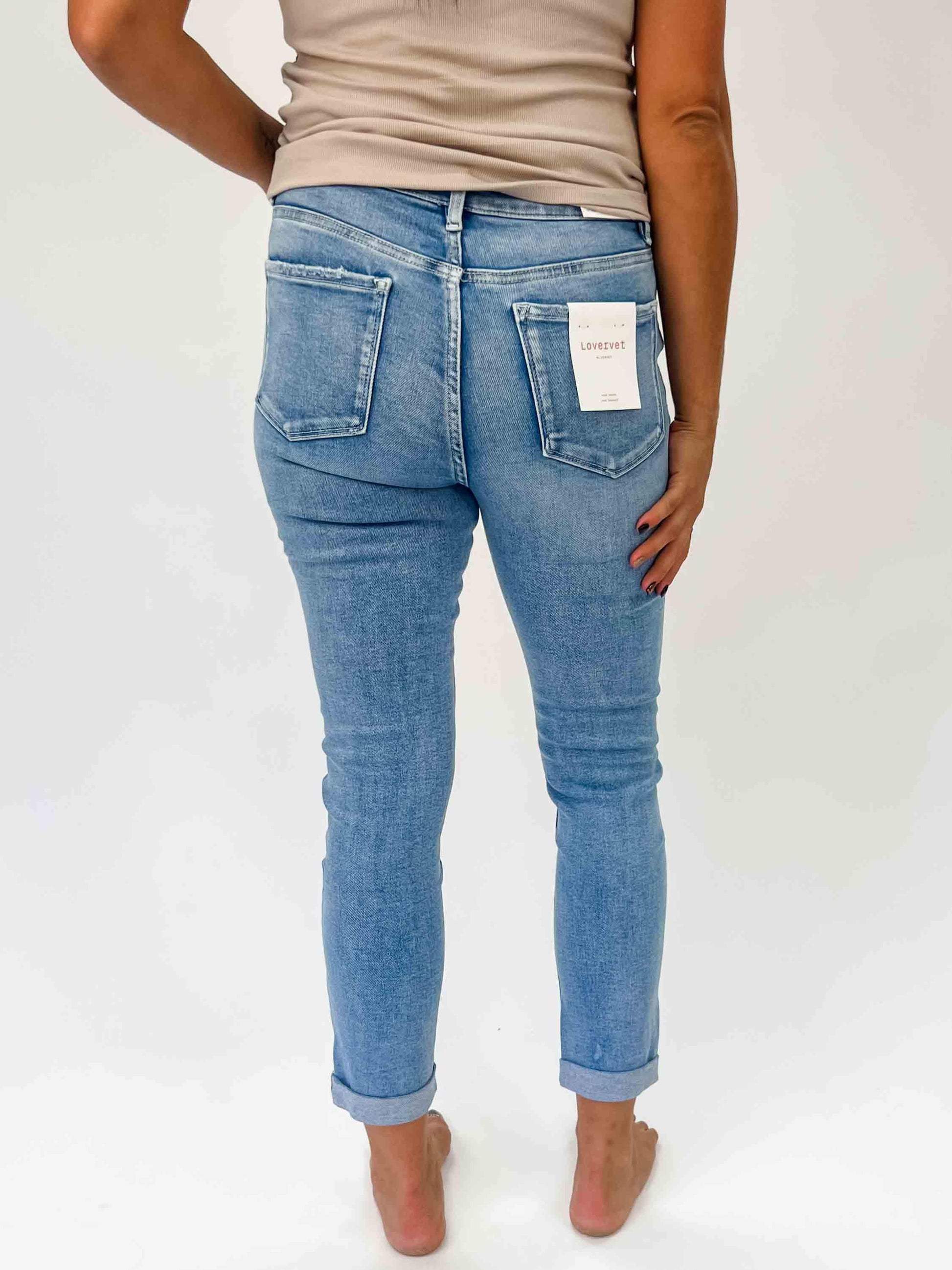 LOVERVET: High Rise Roll Up Skinny Jeans - American Farm Company