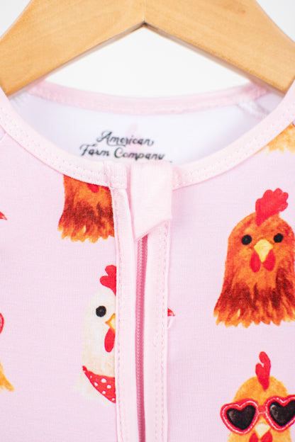 Valentine Chickens Baby Bamboo Zippy