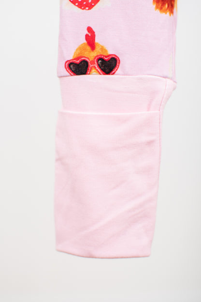 Valentine Chickens Baby Bamboo Zippy