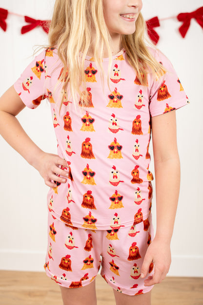 Valentine Chickens Toddler/Youth Bamboo Pajama Set