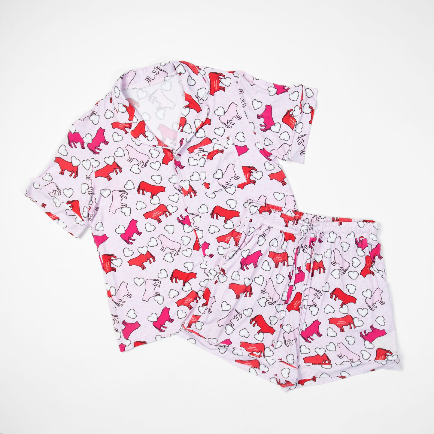 Valentines Cow Adult Bamboo Pajama Set