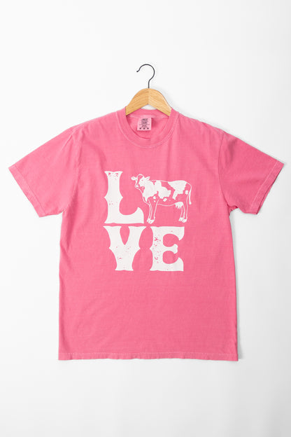 Valentine Cow 'LOVE' Pink Tee