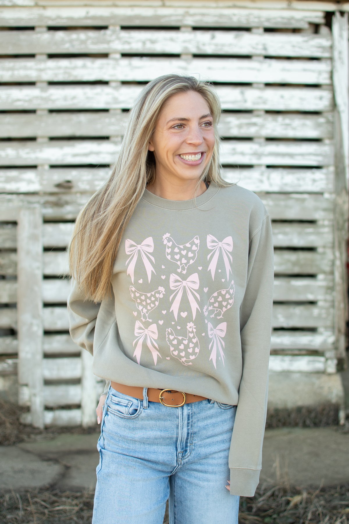 Valentine Chickens & Bows Crewneck