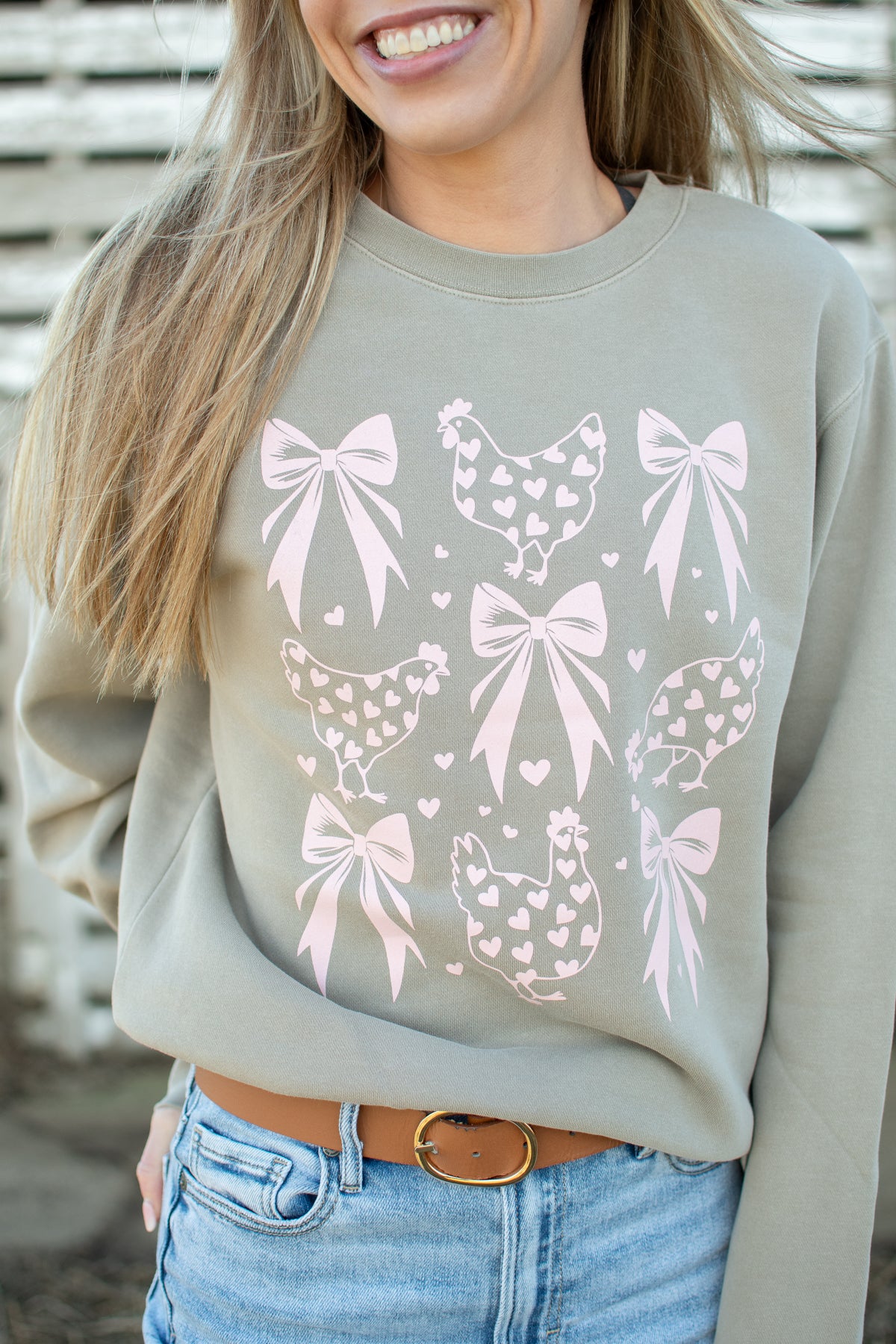 Valentine Chickens & Bows Crewneck