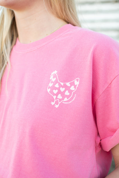 Valentine Chickens & Bows Pink Tee