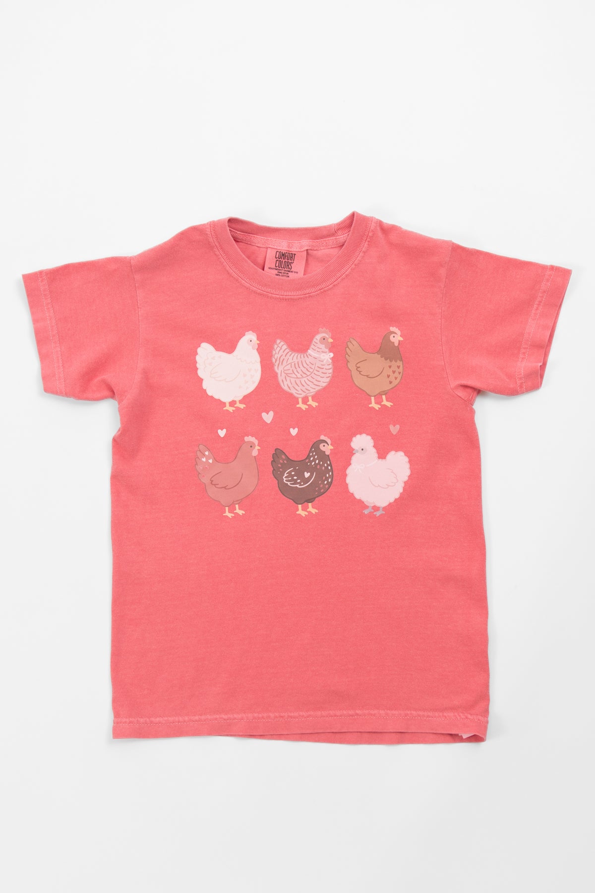 Valentine Chickens & Hearts Pink Toddler/Youth Tee