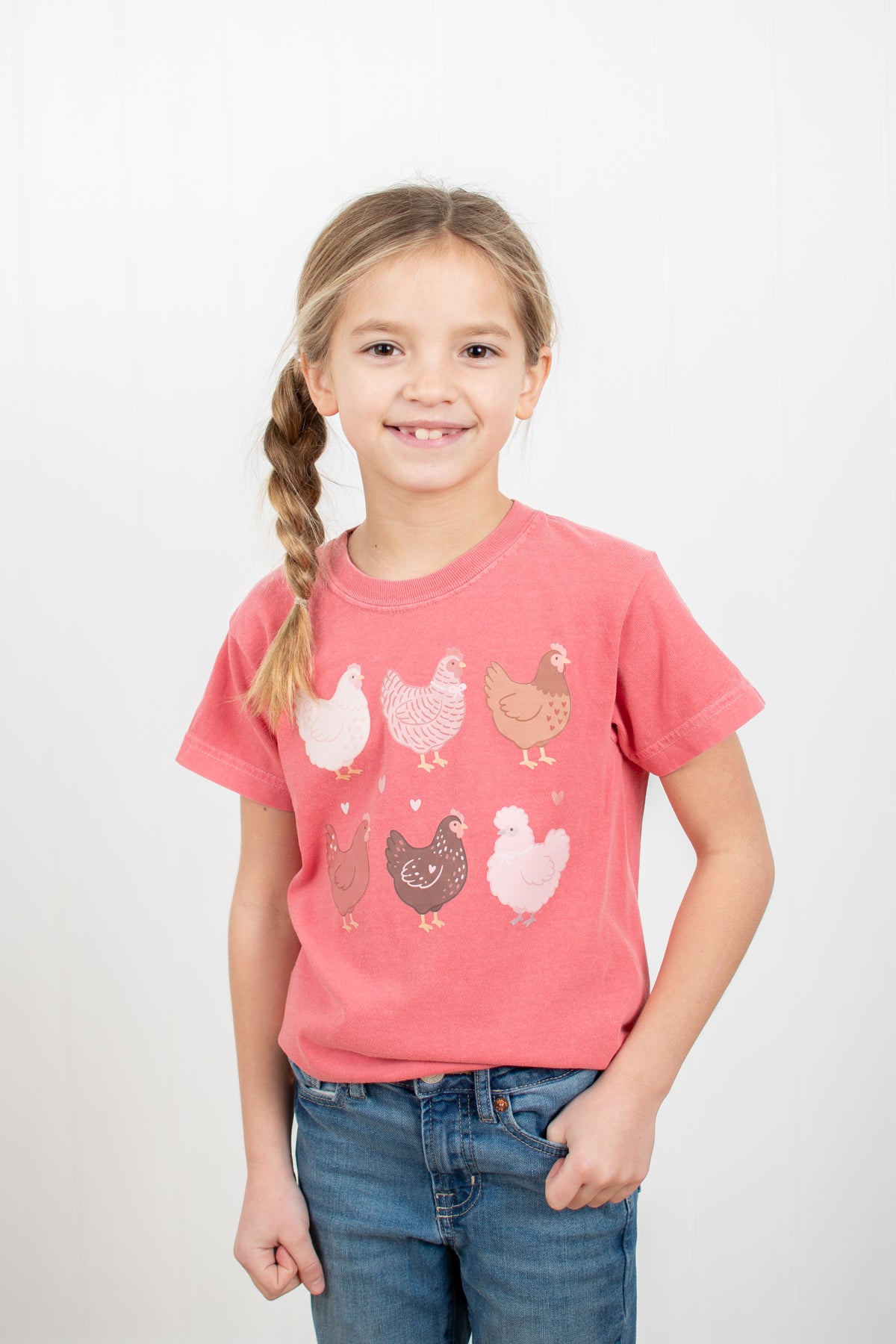 Valentine Chickens & Hearts Pink Toddler/Youth Tee