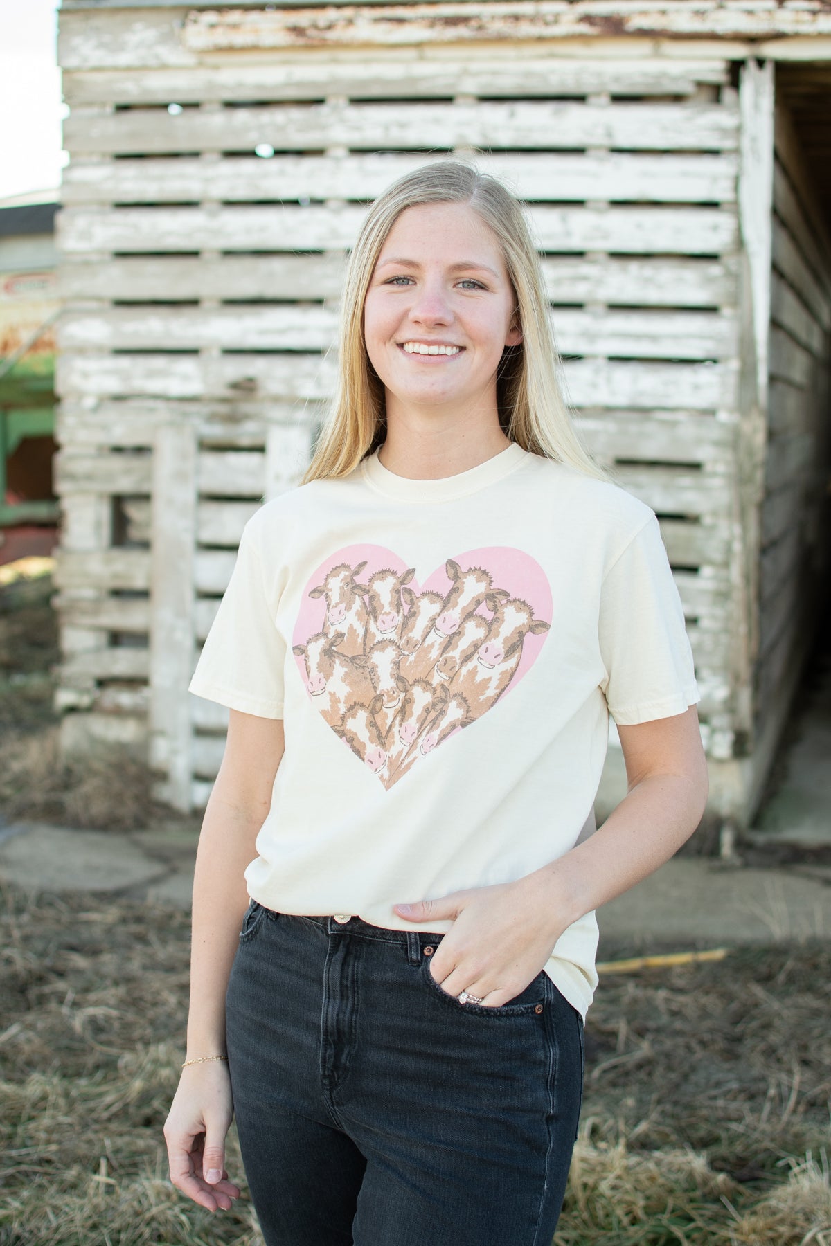 Valentine Cow Heart Ivory Tee