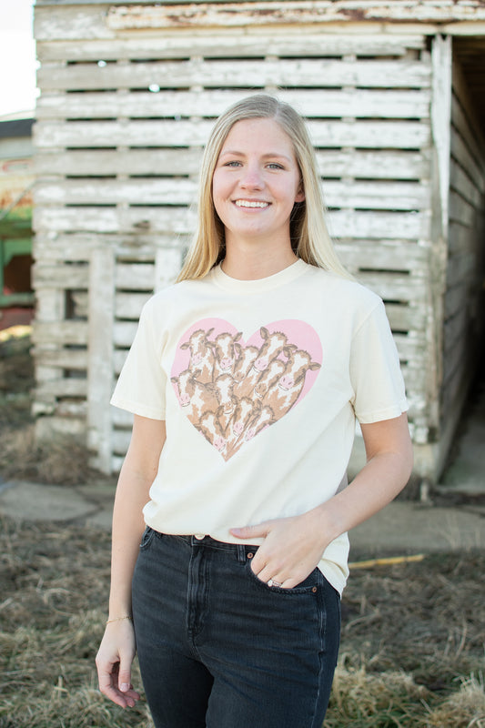 Valentine Cow Heart Ivory Tee