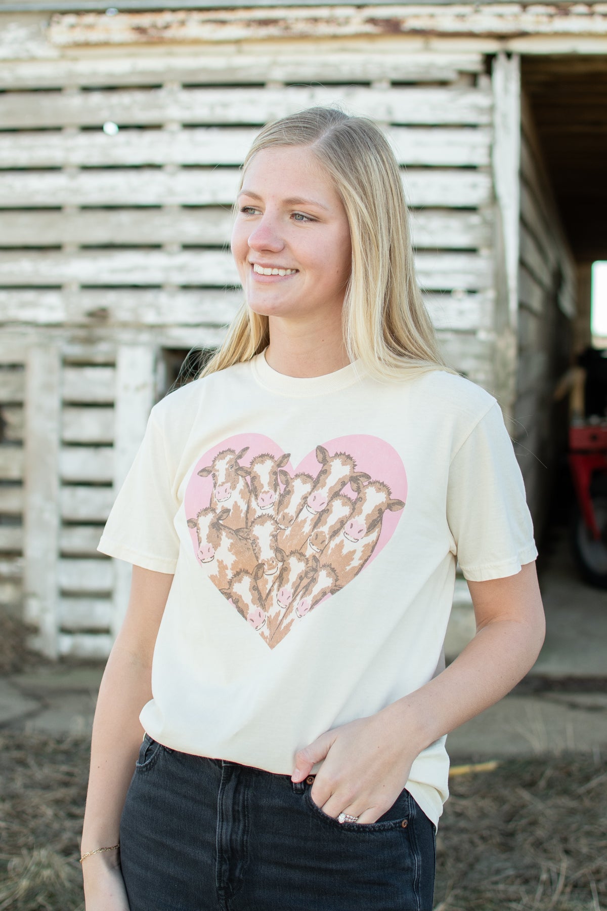 Valentine Cow Heart Ivory Tee