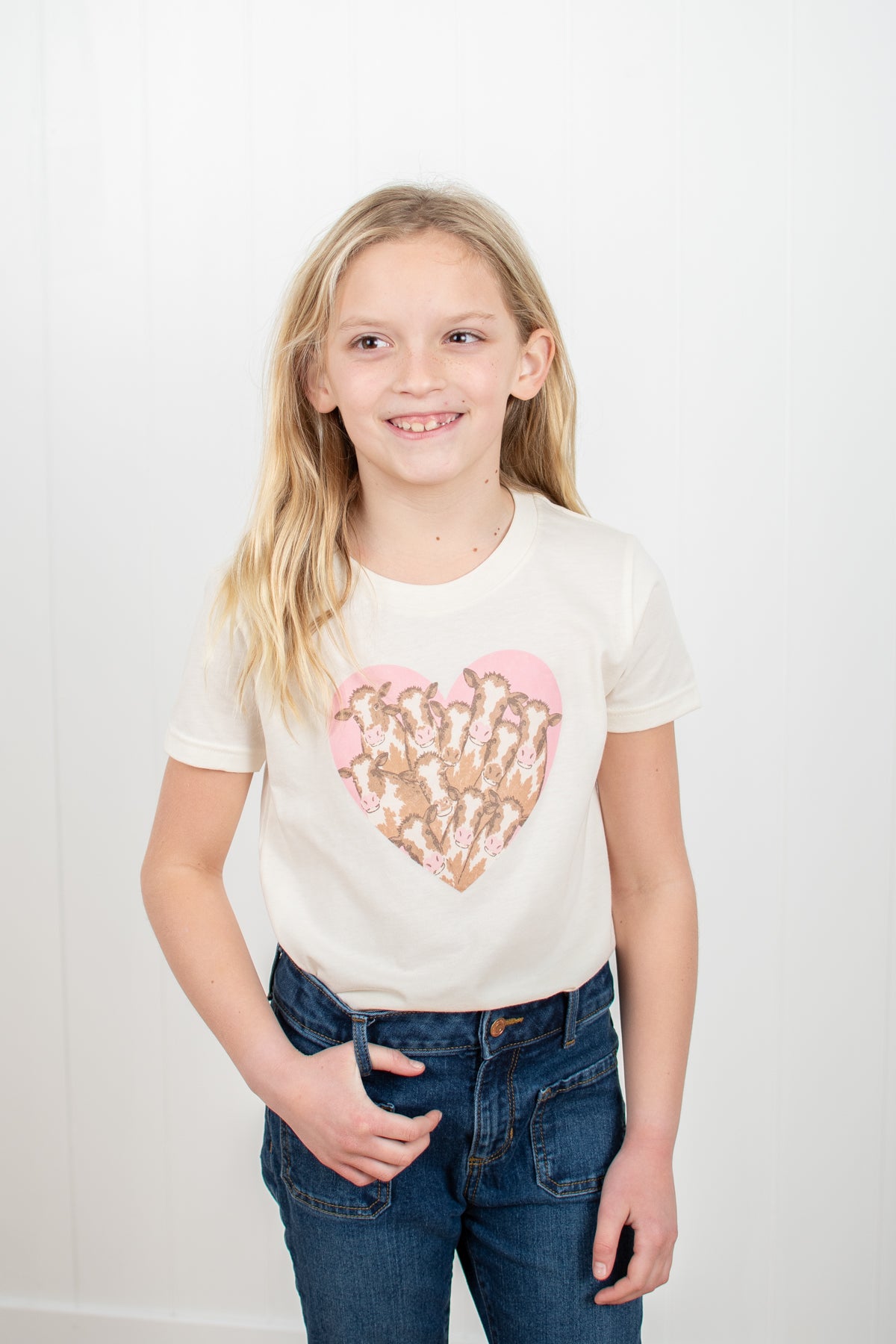Valentine Cow Heart Ivory Toddler/Youth Tee