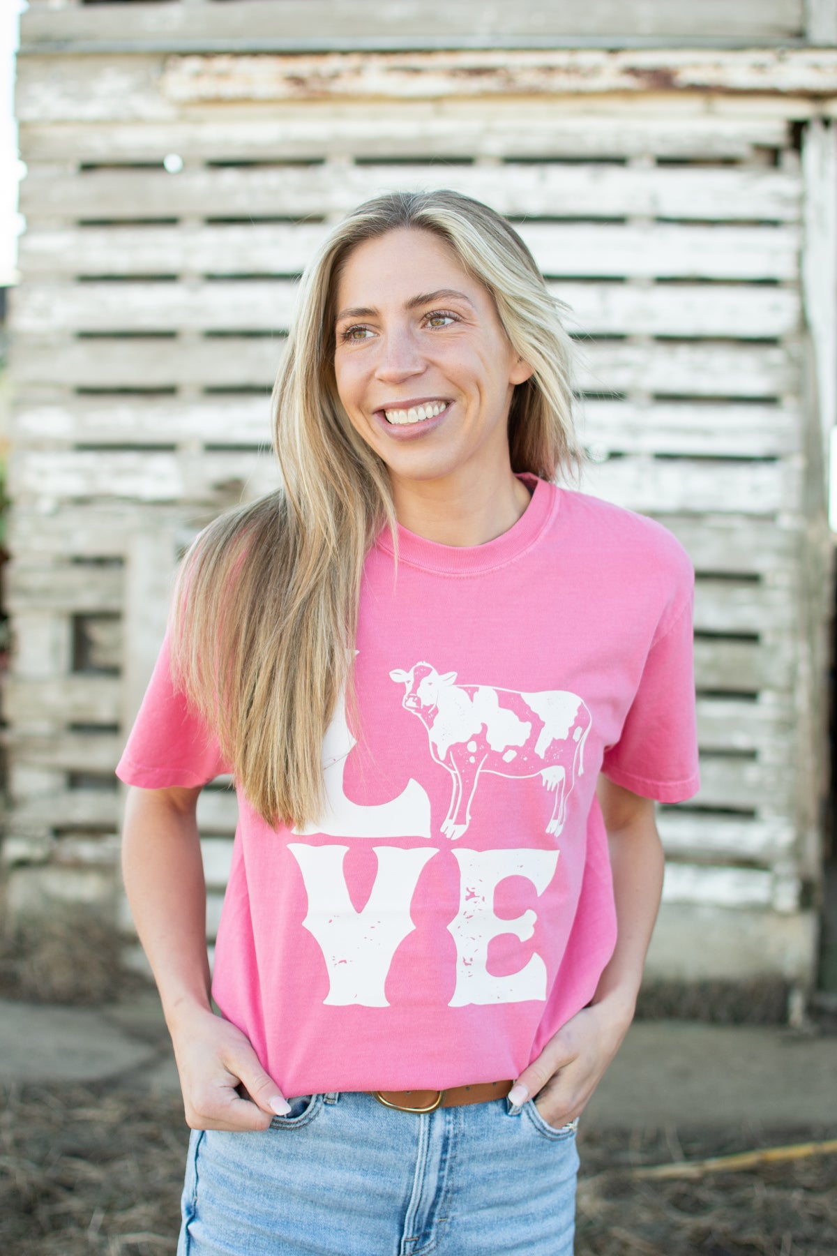 Valentine Cow 'LOVE' Pink Tee