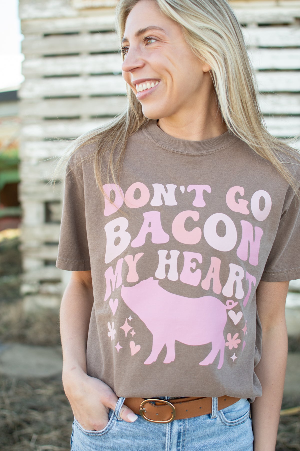 Valentine 'Don't Go Bacon My Heart' Brown Tee