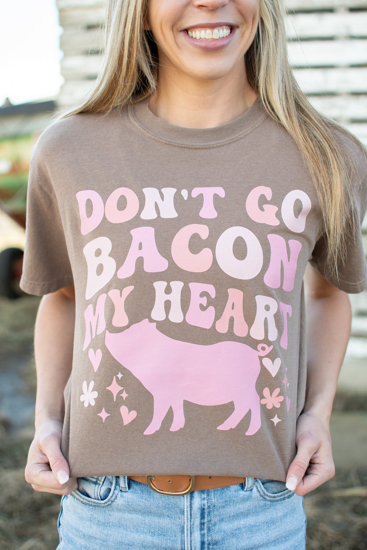 Valentine 'Don't Go Bacon My Heart' Brown Tee