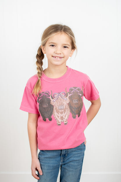 Valentine Highlands & Bows Pink Toddler/Youth Tee
