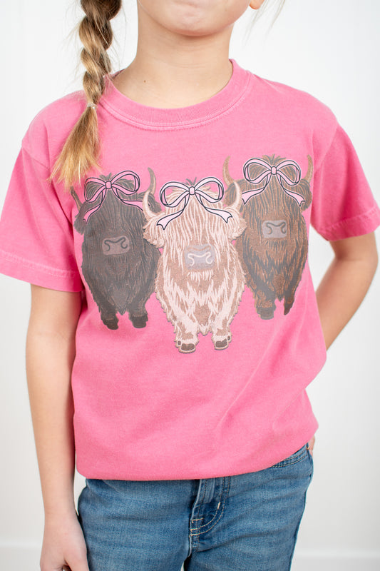 Valentine Highlands & Bows Pink Toddler/Youth Tee