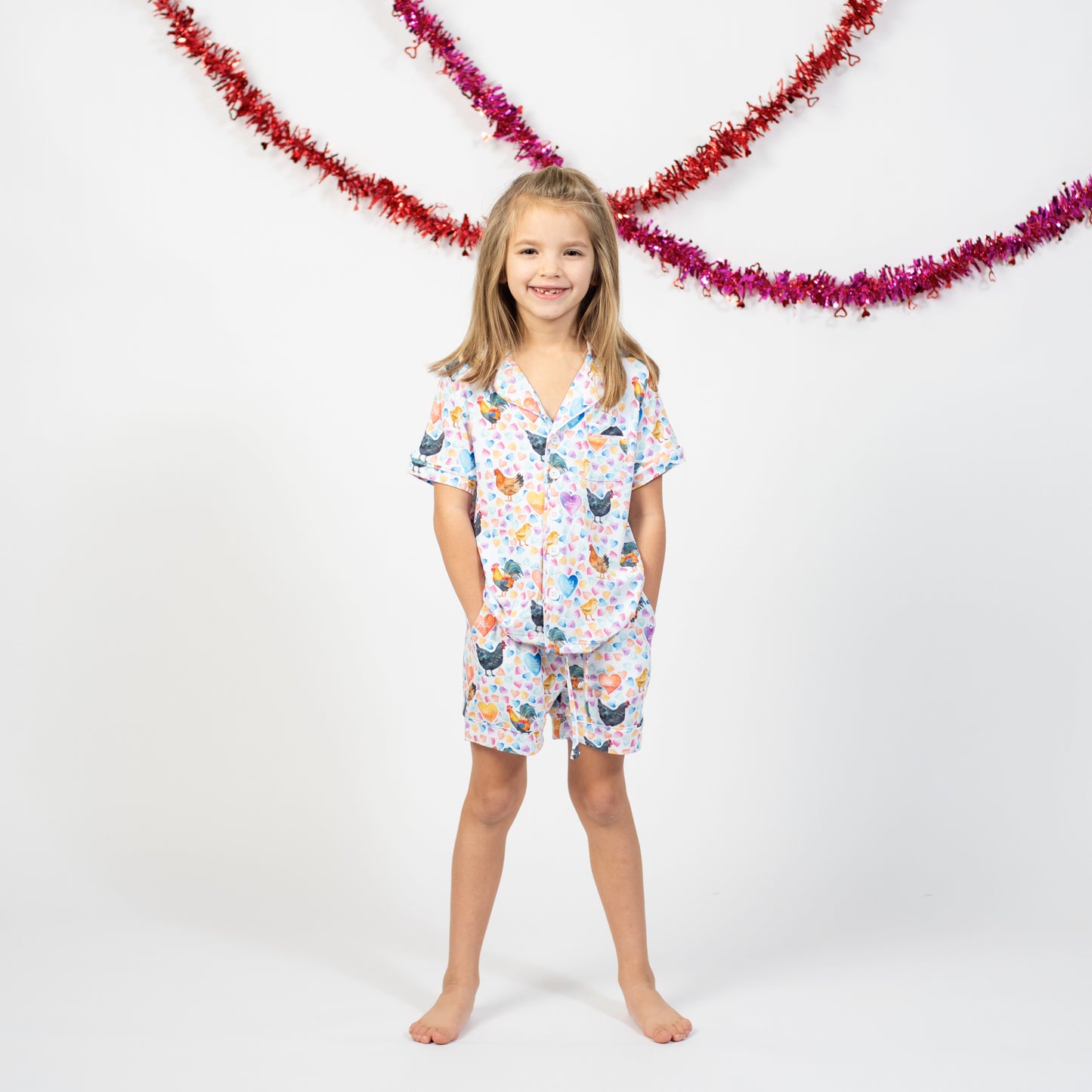 Valentines Chicken Toddler/Youth Bamboo Pajama Set