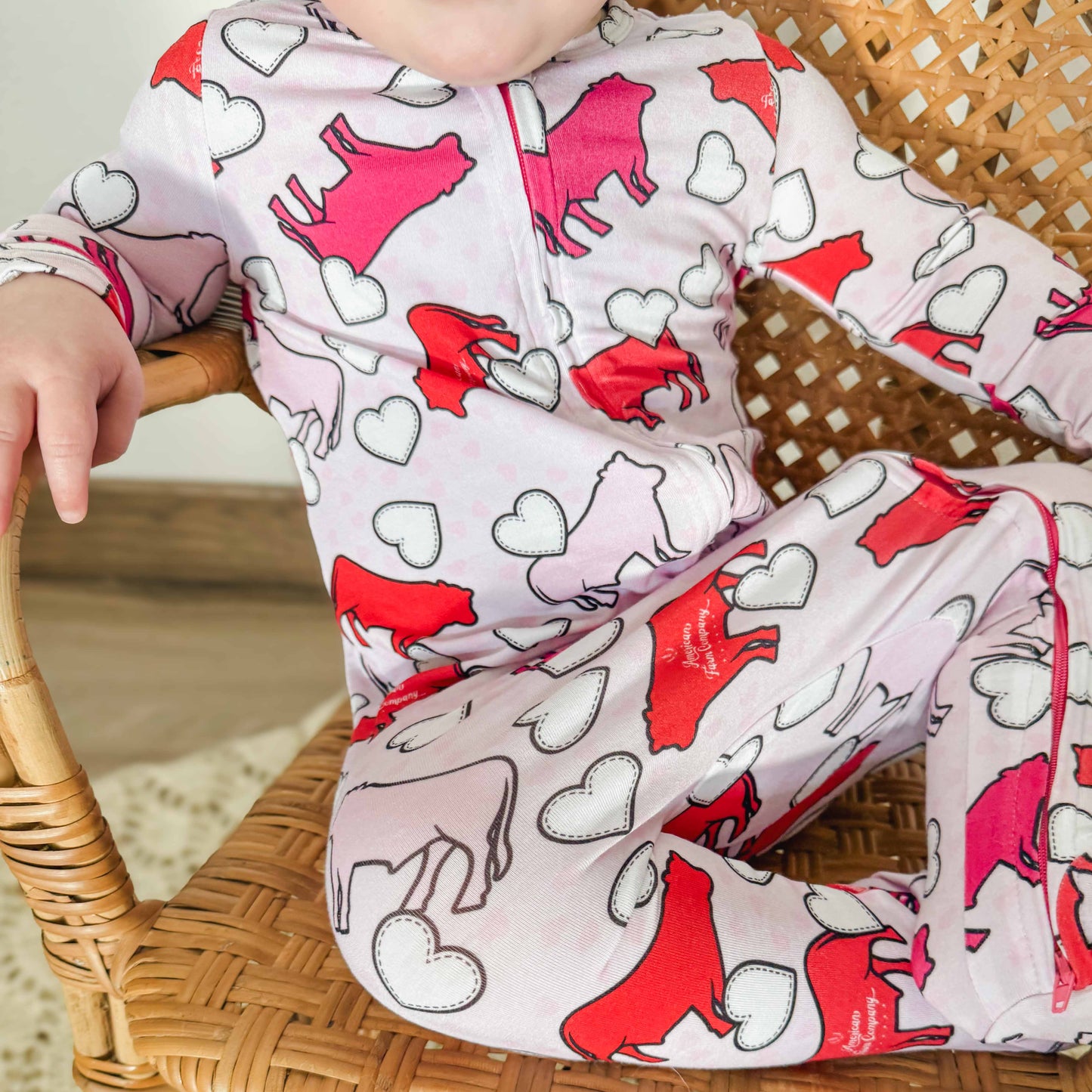 Valentines Cow Baby Bamboo Pajamas