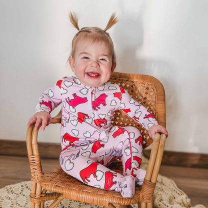 Valentines Cow Baby Bamboo Pajamas