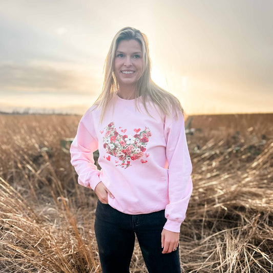 Valentines Floral Chicken Crewneck - American Farm Company