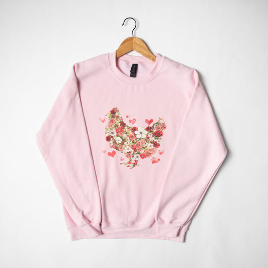 Valentines Floral Chicken Crewneck