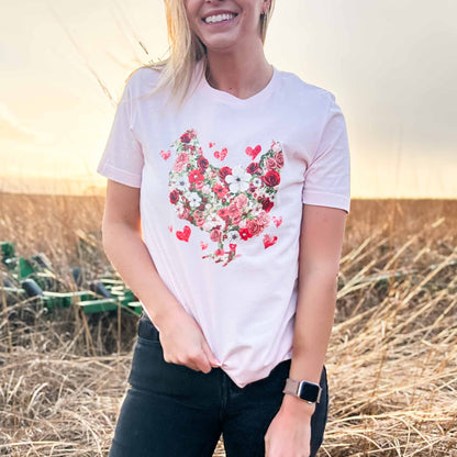 Valentines Floral Chicken Tee - American Farm Company