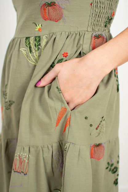 Veggie Garden Embroidered Dress
