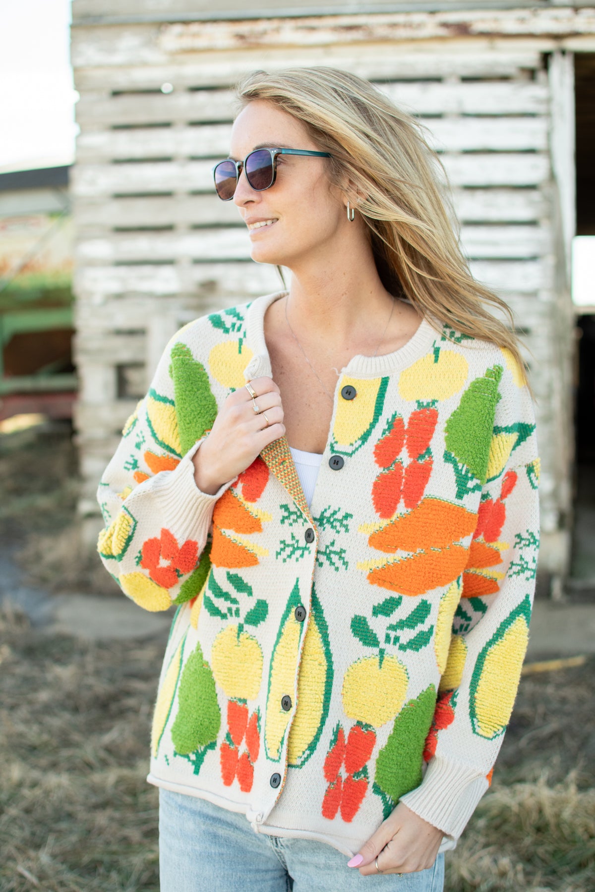 Veggie Garden Jacquard Button Cardigan