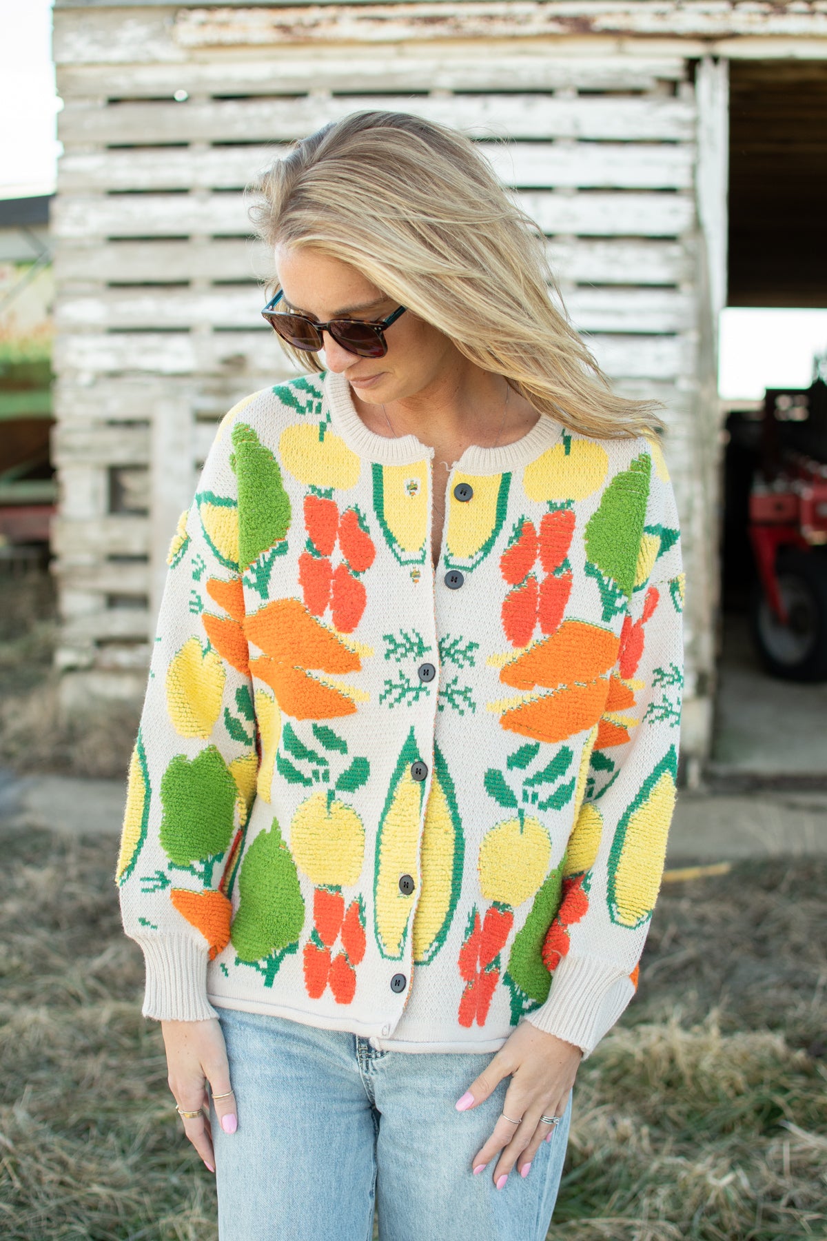 Veggie Garden Jacquard Button Cardigan