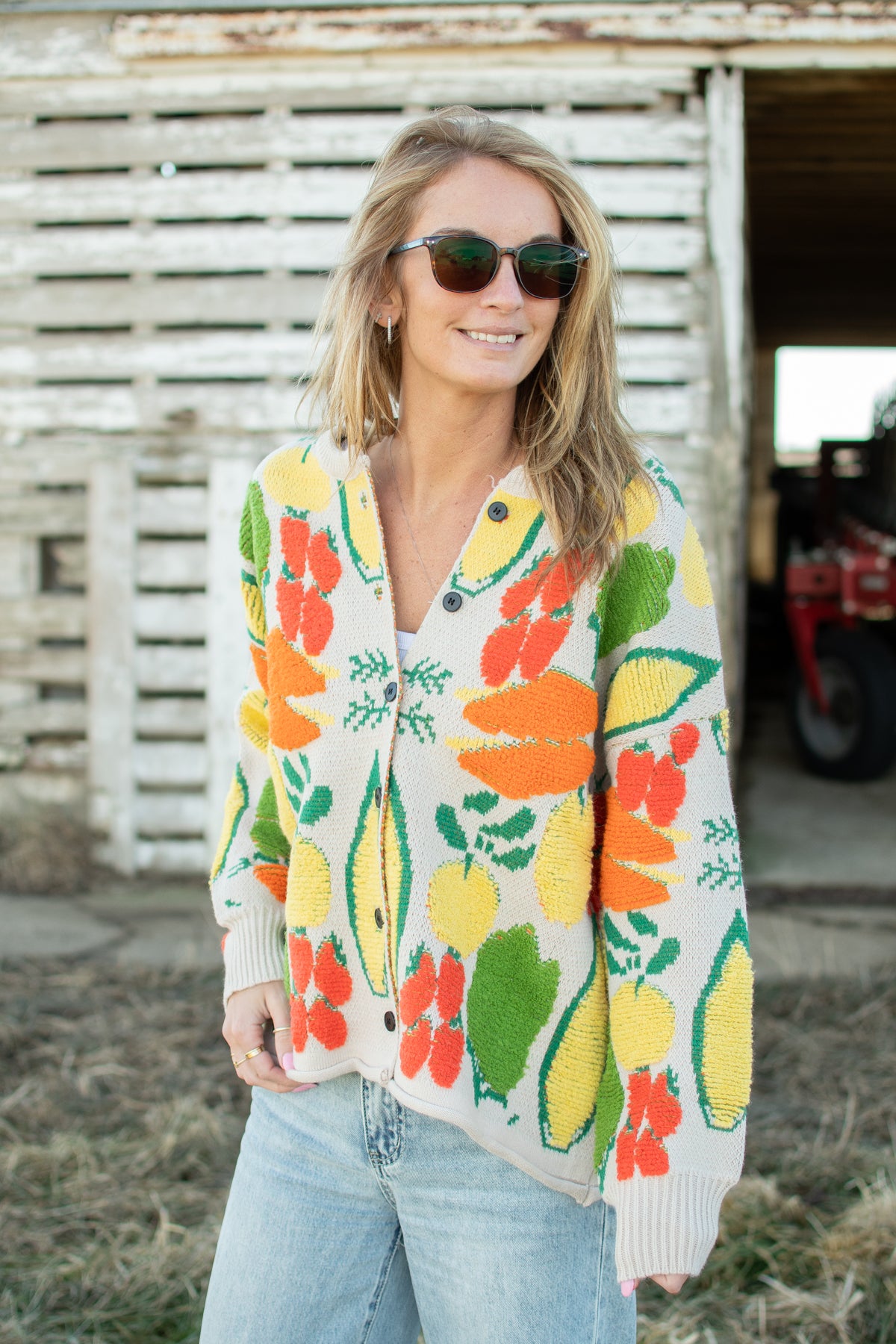 Veggie Garden Jacquard Button Cardigan