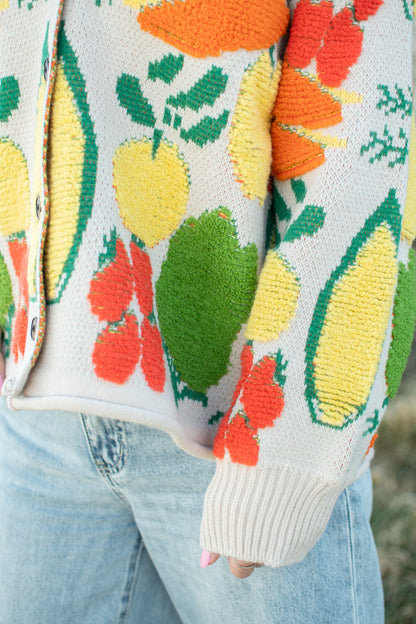 Veggie Garden Jacquard Button Cardigan