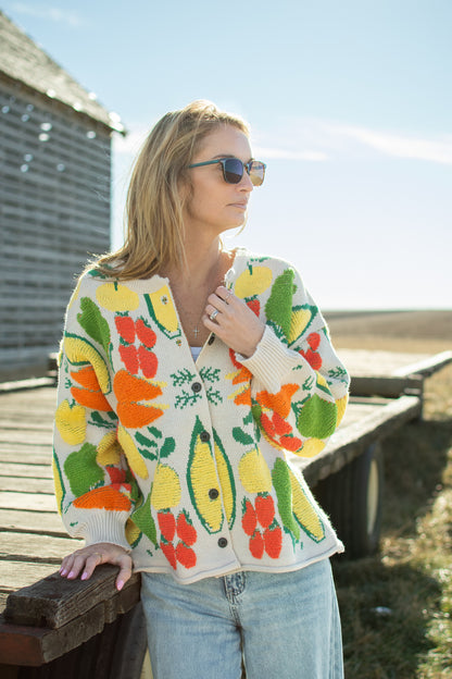 Veggie Garden Jacquard Button Cardigan