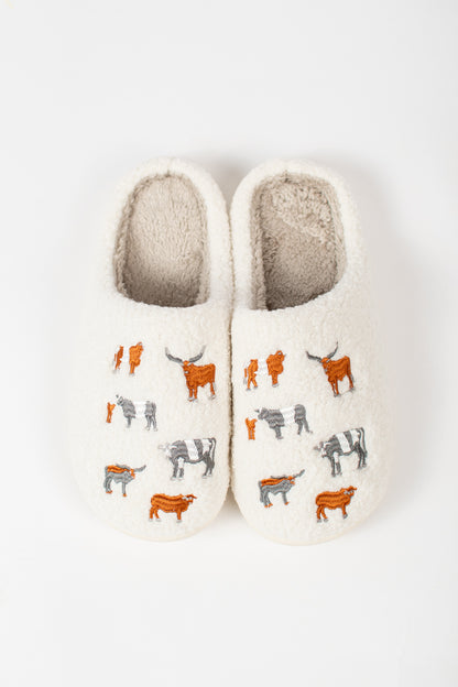 Vintage Cattle Adult Slippers