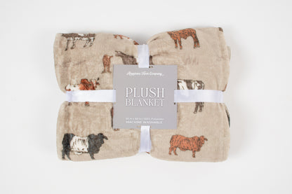 Vintage Cattle Plush Blanket