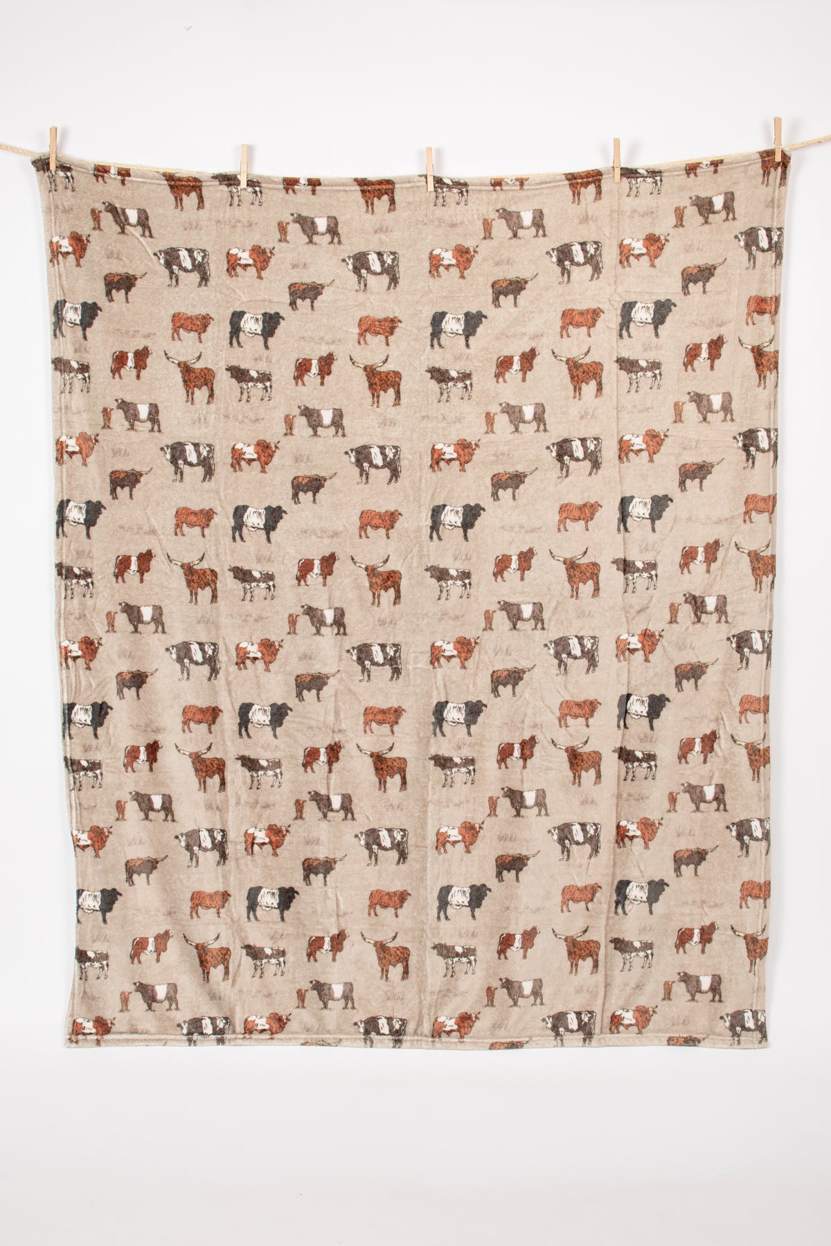Vintage Cattle Plush Blanket