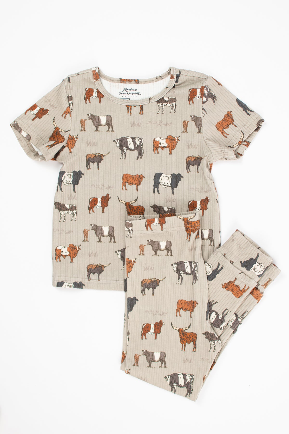 Vintage Cattle Toddler/Youth Ribbed Cotton Pajama Pant Set *Preorder*